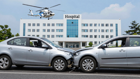 accidente automovilístico frente a un hospital generated with Z-Image