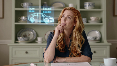 woman sitting at table contemplating insurance limits generated with Z-Image